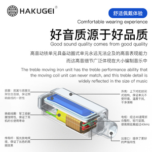 Écouteurs intra-auriculaires HAKUGEI Mist en résine faits à la main, filaires <span class=keywords><strong>HiFi</strong></span>, ergonomiques, étanches IPX-2, réponse en fréquence 20Hz-20kHz, pour <span class=keywords><strong>studio</strong></span> musical - Product Image 2