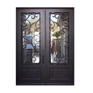 Portes d'entrée doubles de luxe en fer forgé nouveau design - Product Image 3