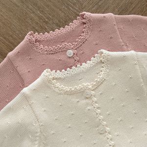 Cardigan en coton à col rond pour fille, coupe évasée, tricoté, pour bébé, <span class=keywords><strong>printemps</strong></span>-automne - Product Image 5