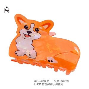 Pinza para el pelo con diseño de perro Zi Corgi, 8,5 cm, diseño de dibujos animados naranja, para mujeres y niñas - Product Image 1