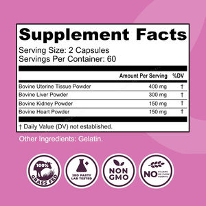 Capsules d'organes de bœuf OEM/ODM pour femmes |   Équilibre Hormonal Foie Cœur Reins Marque Privée - Product Image 5