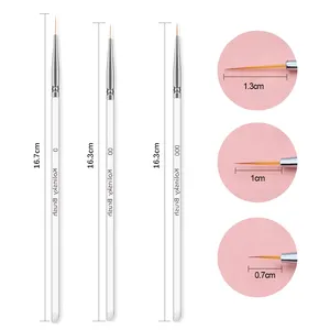 3Pcs/Set Kolinsky Gel Nail Art Line Painting <b>Brushes</b> Crystal Acrylic Thin Liner Drawing Pen Nail Art Manicure Tools Set - Product Image 2