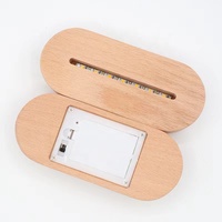 Support d'affichage LED sur base en bois de 5,9 pouces alimenté par piles AAA, lampe de nuit européenne personnalisée en acrylique, art en résine et verre DIY pour chambre