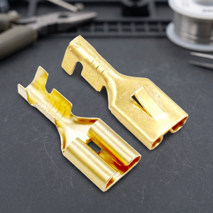 Ninghua Set Brass Female Spade Connectors 6.3mm Cold Crimp <b>Terminals</b> Tin Plated 12V Car Speaker Electrical Wire Splice - Product Image 3
