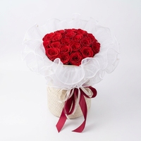 Bouquet de roses éternelles fait main style ballet, longue durée (3-5 ans), 11 têtes de roses rouges, fleurs éternelles pour anniversaire et Saint-Valentin