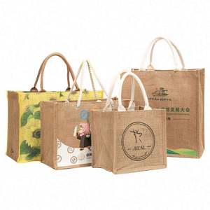 Bolsas de Compras Personalizadas, Bolsas de Regalo de Lino, Bolsas de Yute al por Mayor, Bolsa de Yute con Asa de Madera, Ecológicas - Product Image 1