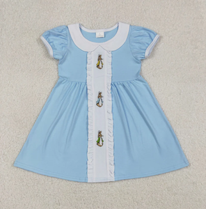Vêtements pour bébés nouveau-nés, broderie lapin de Pâques, robe de Pâques pour filles, combinaison assortie, RTS, sans MOQ - Product Image 2