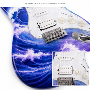 Guitarra Eléctrica Personalizada con Impresión UV, Doble Cutaway, Cuerpo Sólido, 21 Trastes, Pastillas SSH, Trémolo, Directo de Fábrica OEM - Product Image 3