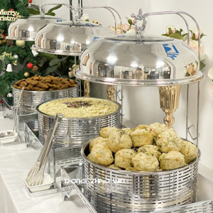 Hotel Levert Zilveren Chafing Schotel Buffet Luxe Opknoping Voedsel Warmer Apparatuur Catering Gouden 8l Chefing Schotel Voor Huwelijksfeest - Product Image 1