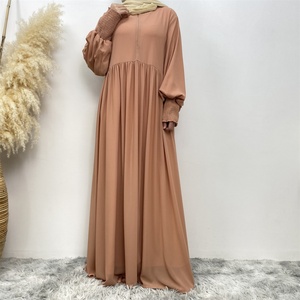 6685 #   Dernière robe musulmane modeste élégante, Abaya ouverte pour femme, robe musulmane avec fermeture éclair sur le devant, robes en mousseline de haute qualité - Product Image 4