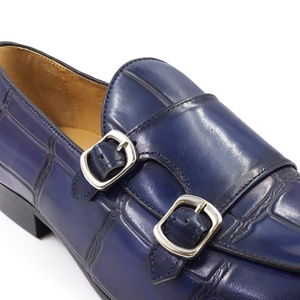 Chaussures habillées pour hommes en cuir véritable bleu, faites à la main, avec double bordure, design original de marque, logo personnalisé, collection hiver - Product Image 6