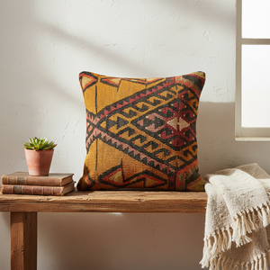 Hand Woven Bohemian Style Turkish Old Kilim <b>Cushion</b> - Pillow Cover - Product Image 3