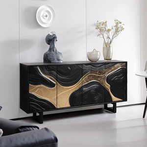 Buffet d'appoint en bois massif pour intérieur, meuble de rangement de cuisine et salle à manger, style nordique - Product Image 3