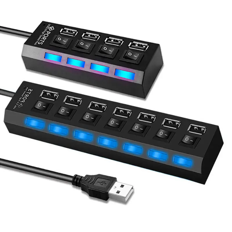 Fabrika kaynağı anahtarı 4port 7port USB2.0 Hub genişleme adaptörü bilgisayar usb Hub splitter adaptörü ile anahtarı