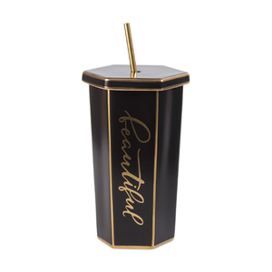 <b>Large</b> Capacity Rhomboid Gold-Rimmed Porcelain Personalized <b>Mugs</b> 490ml Dishwasher & Microwave Safe with Lid Straw Business Gift - Product Image 6