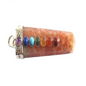 จี้โลหะอาเกตคุณภาพสูงแกะสลักลายหินซันสโตนทรงแบน งานศิลปะพื้นบ้านอินเดีย ของสะสมที่ทนทาน เครื่องประดับอัญมณีแกะสลัก - Product Image 1