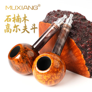 Muxiang Briarwood Golf Pipe Straight Type Handmade With Filter Tobacco Pipe - Product Image 1