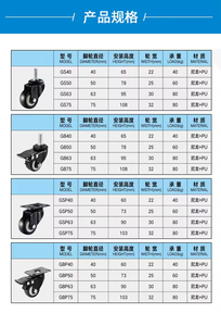 Silent Universal Light Duty Furniture Storage Rack <b>Wheels</b> 1.5 2 Inch PU Polyurethane <b>Wheel</b> Swivel and Fixed Caster - Product Image 5