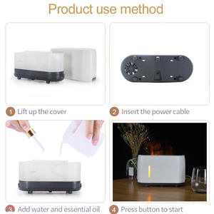 Diffuseur d'arômes 200 ml blanc gris design flamme, aromathérapie pour la maison, type brume, minuterie 8 heures, normes US AU EU UK - Product Image 2