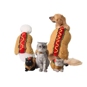 Divertido Disfraz de Perrito o Gato para Fiesta de Halloween, Ropa Cálida de Algodón con Forma de Perrito Caliente o Hamburguesa - Product Image 1