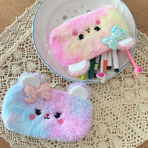 Moda Renkli Yay Şeklinde Oyuncak Ayı Peluş Kalem Çantası Yumuşak Malzeme Büyük Depolama Alanlı Kalem Kutusu Sevimli Taşınabilir Kırtasiye Çantası - Product Image 2