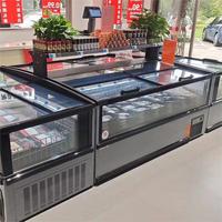 Congélateur de supermarché à vente chaude, réfrigérateur, armoire réfrigérée, porte coulissante en verre, grande fenêtre, combinaison d'îlot de cuisine
