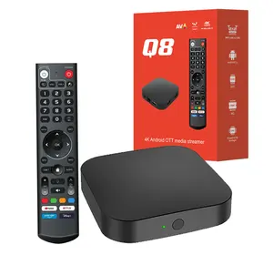 بسعر الجملة Q8 andid tv box G 5G مزدوج wifi Amlogic S905Y4 4G 32G AV1 4K مجموعة توب بوكس q8 اندرويد 11 سمارت تي في بوكس