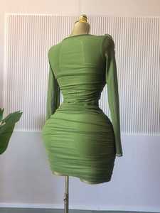 Vestido de flores 3D liso en 3 colores, vestido mini de manga larga para <span class=keywords><strong>mujer</strong></span>, vestido ajustado curvo, tallas S-2XL - Product Image 3