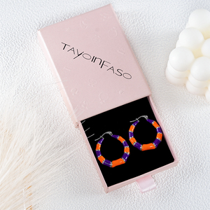 ต่างหูห่วงไม้ไผ่เรซิ่นสีส้มม่วงทันสมัย รุ่น 304 316 สินค้าพร้อมส่ง ชุบเงิน สำหรับผู้หญิง เครื่องประดับแฟชั่นสำหรับงานปาร์ตี้ - Product Image 6
