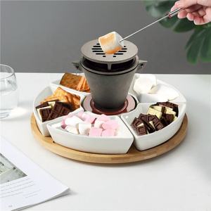 Plateau tournant Pu Pu à 5 compartiments, plats en céramique, dessert, chocolat, amuse-gueules, guimauve, plateau tournant paresseux, plateau de service pour collations - Product Image 1