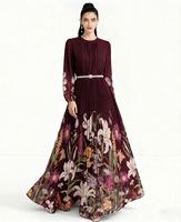 Robe longue plissée élégante et raffinée pour femme, style léger et mature, imprimé haut de gamme, pour l'automne