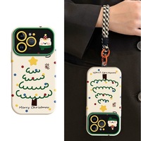 Coques de téléphone portable en TPU pour chien, motif dessin animé arbre de Noël, avec grande fenêtre, finition mate, antichoc et protection souple