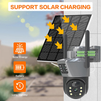 Wistino V380pro Panel solar al aire libre 4G Cámara Seguimiento automático Detección de movimiento Alarma Binocular 4G Cámara solar