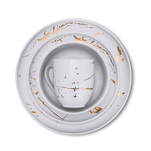 Luxury Modern Gold <strong>Marble</strong> Designer 16 Piece Germany Western Porcelain Ceramic Fine China <strong>Dinnerware</strong> <strong>Set</strong> for 4 Person - Product Image 6