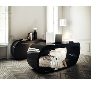<span class=keywords><strong>CANDU</strong></span> Wunderschönes S-förmiges Trennwand-Design Holz/Stein Büroschreibtisch Hochglanz-Finish 10 Jahre Garantie Pop-up-Steckdose Kabellos - Product Image 4