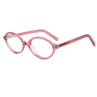 Bingkai Kacamata Oval Asetat Pink Fashion Logo Custom OEM ODM Bingkai Kacamata Retro Oval 100 Pcs MOQ Bingkai Kacamata