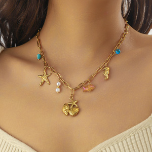 Một thời trang và hợp thời trang thép không gỉ hình trái tim bướm mặt dây chuyền vòng cổ cho cô gái - Product Image 4