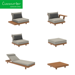 Ensemble Canapé Sectionnel de Luxe en Bois Moderne pour Extérieur et Jardin en Teck - Product Image 3