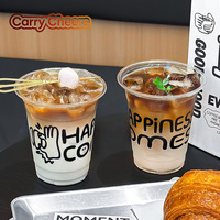 Gobelets en plastique PET transparent jetables personnalisés avec logo, imprimés sur mesure, 14 oz (400 ml) et 16 oz (500 ml), pour café froid glacé