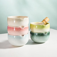 Ensemble Matcha en Céramique Esthétique avec Fouet en Bambou et Bol à Verser – Livraison Rapide – Coffret Cadeau