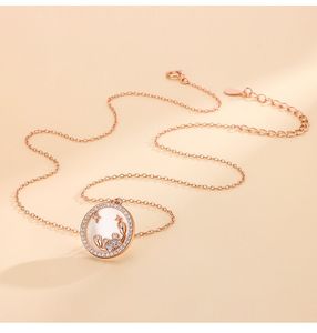 Wholesale 925 Sterling <strong>Silver</strong> Zodiac Sign <strong>Shell</strong> Coin Pendant Gold Vermeil CZ Diamond Zirconia <strong>Necklace</strong> with Trendy Style - Product Image 4