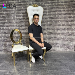 Leda 2025 Tốt Nhất Người Bán Sự Kiện Đám Cưới Tiệc Ngai Trắng Trang Trí Nội Thất Sang Trọng Ghế Vàng Khung Thép Không Gỉ Ghế - Product Image 3