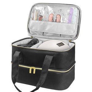 <b>Nail</b> <b>Polish</b> Storage Case With <b>Organizer</b> For Beauty Tools And Manicure Equipment Medium Size Nylon Zipper Closure Soft Handle - Product Image 1