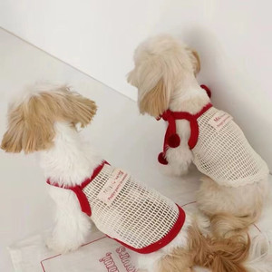 Summer Breathable Mesh Vest For <b>Small</b> Dogs Maltese Yorkshire Terrier Red Openwork Design Pet Clothes - Product Image 1
