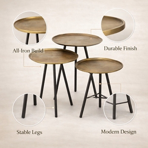 Mesa de Centro de Metal Hecha a Mano de Lujo con Tapa de Metal Dorado, Diseño Moderno para Sala de Estar - Product Image 2