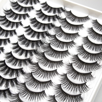 En gros, Cils naturels 3D longs et volumineux en bande, 30mm 25mm, 20 paires, faits main en faux vison, style tendance