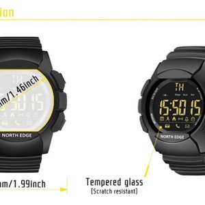 Montre pour homme, résistante à l'eau 100 m, montre de sport NORTH EDGE, chronomètre numérique à LED pour homme, compatible IOS et Android - Product Image 3
