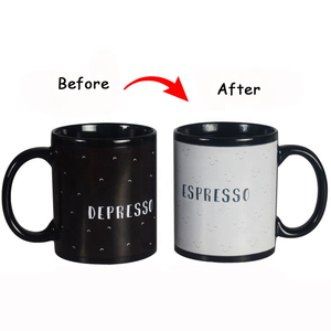 <span class=keywords><strong>Tazas</strong></span> de café de cerámica de 11oz, taza negra que cambia de Color mágico con agua caliente, sublimación creativa personalizada - Product Image 5