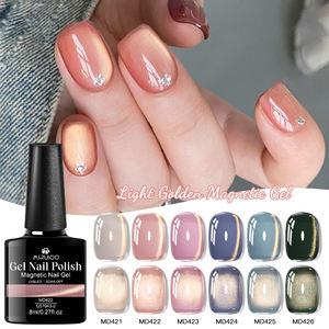 เจลทาเล็บแม่เหล็ก MSRUIOO 8 มล. แบบลอกออกได้ด้วยแสง UV/LED สีทองอ่อน แม่เหล็กแคทอาย ติดทนนาน - Product Image 3