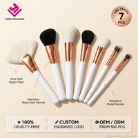 Lot de 7 pinceaux de maquillage professionnels, prêts pour FBA, vente en gros, poils véganes, pour correcteur et visage, étui de voyage, faible MOQ
